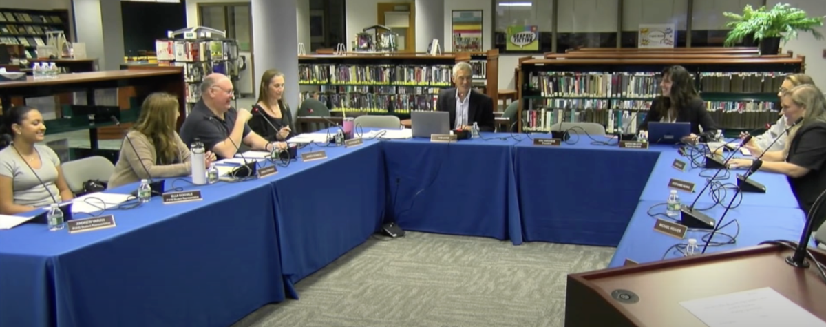 The BOE at the start of the meeting at Pascack Valley High School.